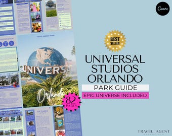 Universal Orlando Park Guide, Theme Park Guide, Travel Agent Client Guide, Universal Florida, Vacation Theme Park, Canva Template