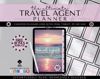 Travel Agent Digital Planner, Goodnotes Planner, iPad Planner, Notability Planner, Tablet Planner, Undated Digital Planner, 2026 2027