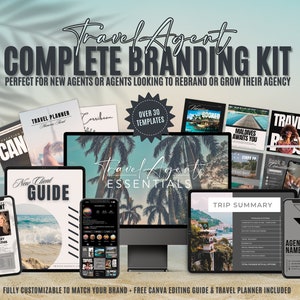 Travel Agent Complete Branding Kit, Travel Agency, Travel Agent Templates, Travel Proposals, Social Media Templates, Email Scripts
