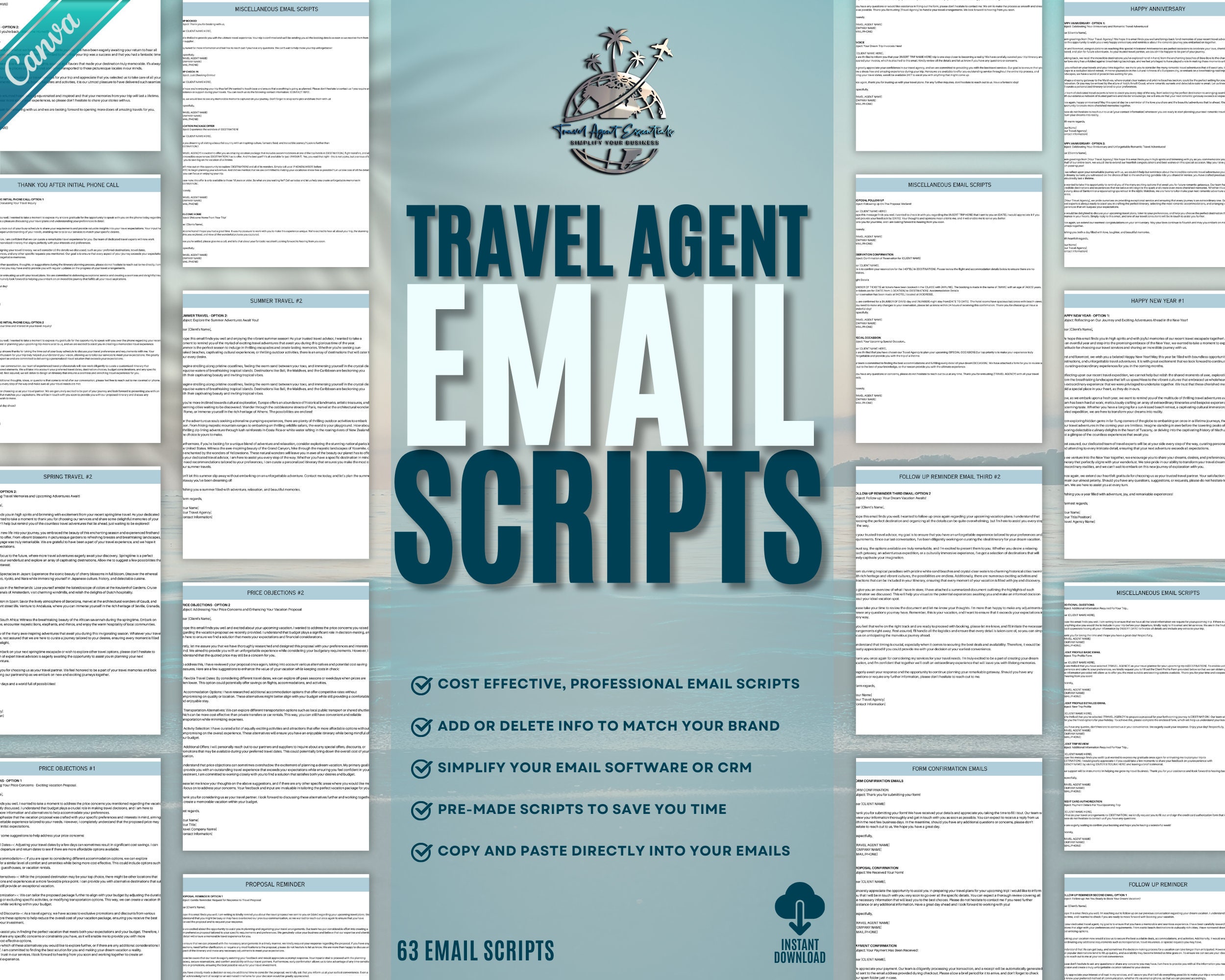 Travel Agent Email Scripts, 64 Email Travel Agency Templates, Canva