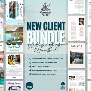 Travel Agent Welcome Guide and New Client Handbook for Clients, Travel Agency Forms Bundle, Travel Agent Canva Template, Travel Proposal