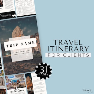 Travel Itinerary Day-By-Day, Travel Agent Templates, Travel Client Itinerary, Italy Itinerary Guide, Vacation Itinerary