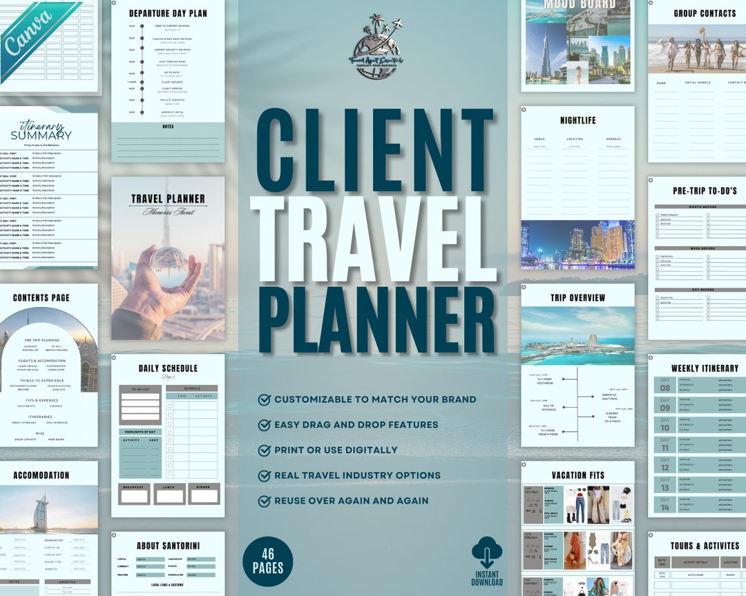 Travel Agent Client Travel Planner, Travel Agent Templates, Trip