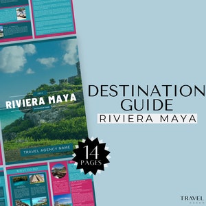 Guia de Destinos na Riviera Maya, Modelos para Agentes de Viagens, Modelo para Canva, Guia de Férias, Guia de Viagem para Clientes, Férias em Cancún
