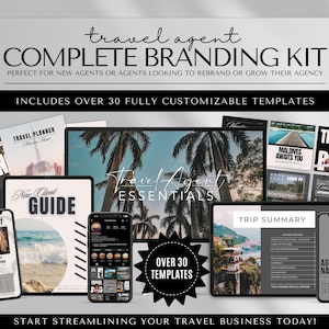 Travel Agent Complete Branding Kit, Travel Agency, Travel Agent Templates, Travel Proposals, Social Media Templates, Email Scripts