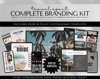 Travel Agent Complete Branding Kit, Travel Agency, Travel Agent Templates, Travel Proposals, Social Media Templates, Email Scripts