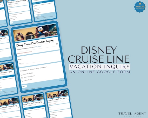 DCL Online Travel Inquiry Client Questionnaire, Travel Agent Templates, Cruise Vacation Inquiry, Google Forms Questionnaire