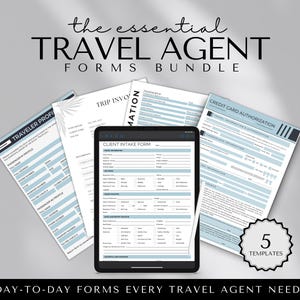 Travel Agent Forms Bundle, Travel Client Intake Form, Travelers Information Form, Credit Card Form, Travel Invoice