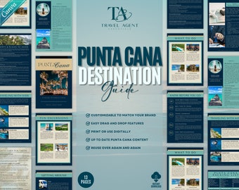 Punta Cana Destination Guide, Travel Agent Templates, Canva Template, Dominican Republic Vacation Guide For Clients, Punta Cana Vacation