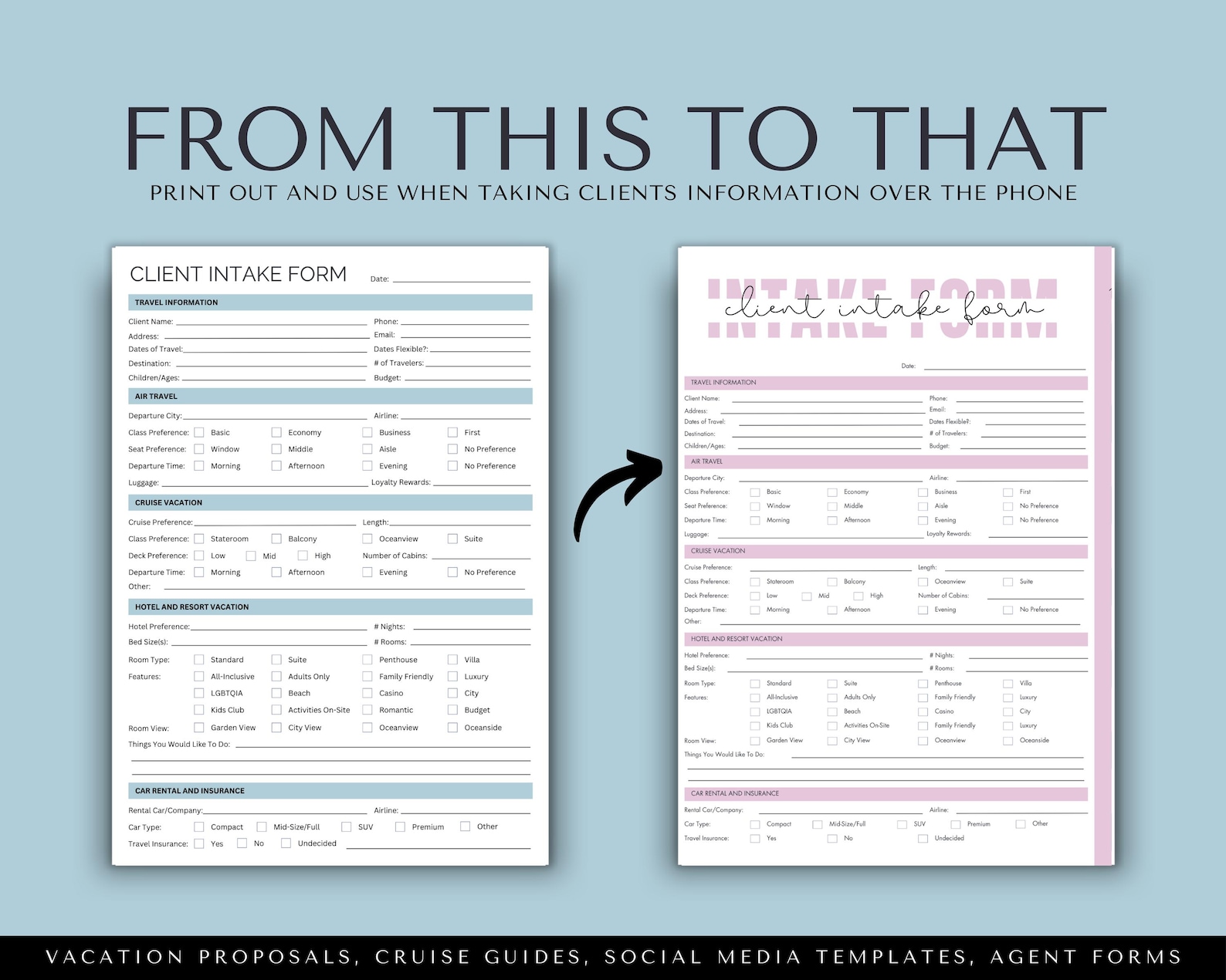 Travel Client Intake Form Travel Agent Client Intake Form, Travel Agency Forms, Client Travel ...