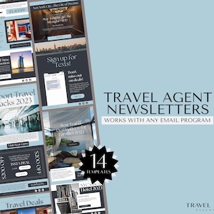 Boletim informativo por e-mail para agentes de viagens, Boletim informativo por e-mail, Marketing para agências de viagens, Modelo de boletim informativo, Modelo Canva, Boletim informativo semanal e mensal