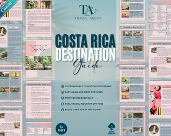 Destination Guide Costa Rica Edition, Travel Agent Guide, Canva Template, Vacation Guide, Travel Guide For Clients, Costa Rica Guide