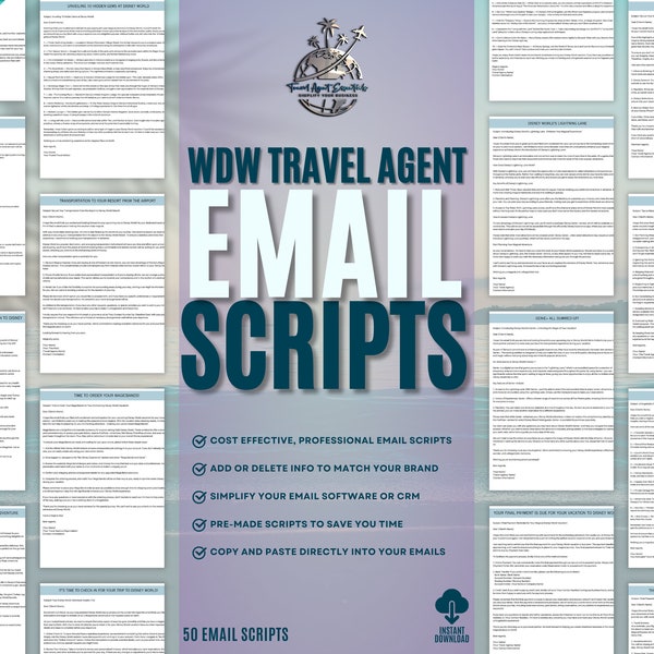 WDW Email Scripts for Travel Agents, WDW Travel Agent Templates, Email Templates, CRM Email Scripts, Travel Joy Email Templates