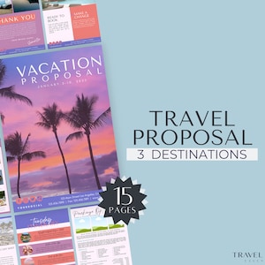 Travel Agent Vacation Proposal Template, Resort Proposal, Travel Agent Proposal, Canva Template, Travel Business, Client Trip Proposal