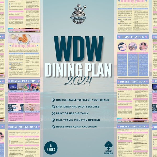 WDW Dining Plans 2024, Travel Agent Templates, Theme Park Guide, Dining Plan Overview