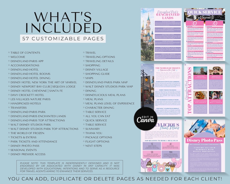 DLP Guide Proposal for Travel Agents, Travel Agent Templates, Theme Park Guide, WDW, Paris image 2
