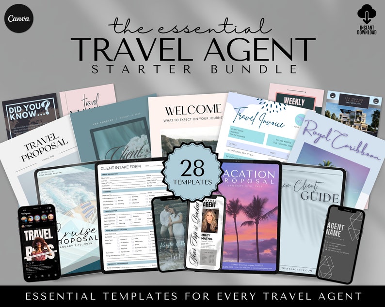 Travel Agent Templates Travel Agent Forms Travel Agent Social Media Templates, Canvas Templates, Travel Agency, Travel Agent Proposals Travel Agent Business Bundle Vacation Proposal Email Scripts Destination Guide, Trip Planner