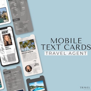Schede di testo per dispositivi mobili per agenzie di viaggio, itinerario di vacanza digitale, pianificatore di viaggio, modelli per agenzie di viaggio, preventivo di viaggio immediato, ricevuta di viaggio