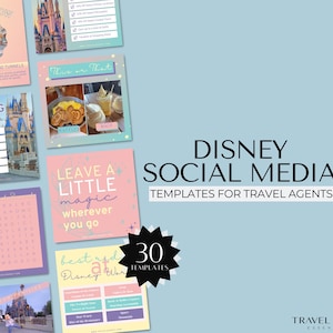 Modelli per i social media degli agenti di viaggio WDW Pastel Light, volantini Instagram per agenti di viaggio, modelli Facebook per viaggi, volantini per parchi a tema