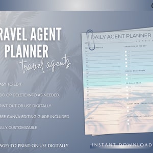 Travel Agent Planner Printable Planner Digital Download - Etsy