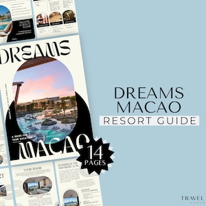 Dreams Macao Beach Resort Guide, Travel Agent Destination Guide, Canva Template, Punta Cana Vacation Resort Guide, Travel Guide For Clients