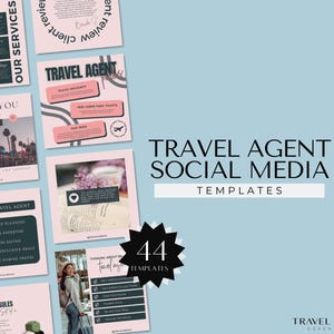 Social Media Flyer Templates for Travel Agents, Interactive Pink Instagram Posts, Canva Travel Agency Templates, Social Media Posts