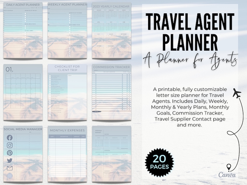 Travel Agent Planner Printable Planner Digital Download Etsy