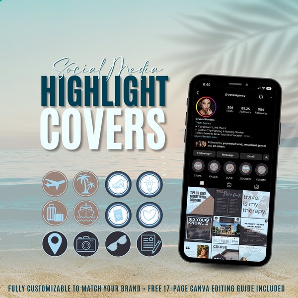 Reisebüro Instagram Highlight Covers für Social Media, Reisebüro, Instagram Highlights, Reisebüro Branding, Social Media, Canva