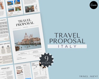 Simple Italy Vacation Proposal For Travel Agents, Travel Quote, Client Proposal, Canva Template, Digital Download, Printable, PDF