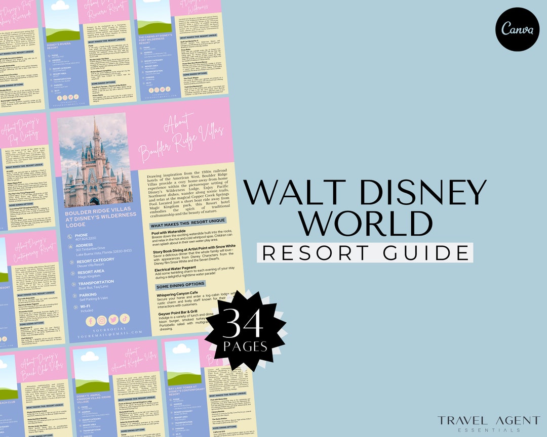 WDW Resort Guide, Travel Agent Templates, Theme Park Guide, WDW Resort ...