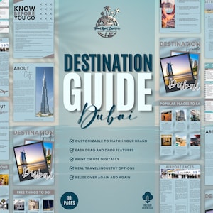 Destination Guide Dubai Edition, Travel Agent Destination Guide, Canva Template, Vacation Guide, Travel Guide For Clients