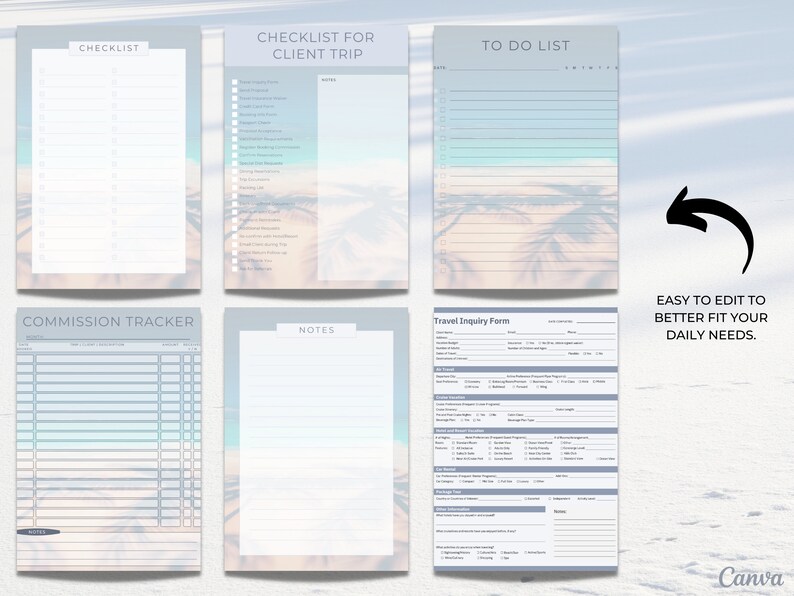 Travel Agent Planner Printable Planner Digital Download Etsy