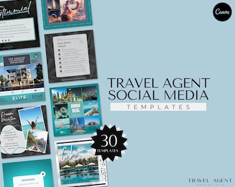 Plantillas de redes sociales para agencias de viajes / Instagram / Facebook / Descarga digital / Agencia de viajes / Marketing de viajes / Branding / Canva