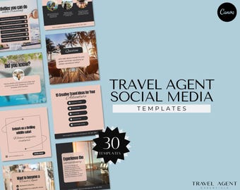 Travel Agent Social Media Templates, Instagram Templates, Travel Social Media Posts, Canva Flyer Templates, Travel Agency Flyers