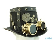 Halloween Costume Steampunk Top Hat Handmade Cosplay Party W Goggles and Keys