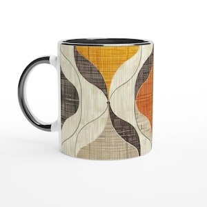 Scandinavian Wave Mug: Retro Mod Coffee Cup - Mid-Century Modern Ceramic