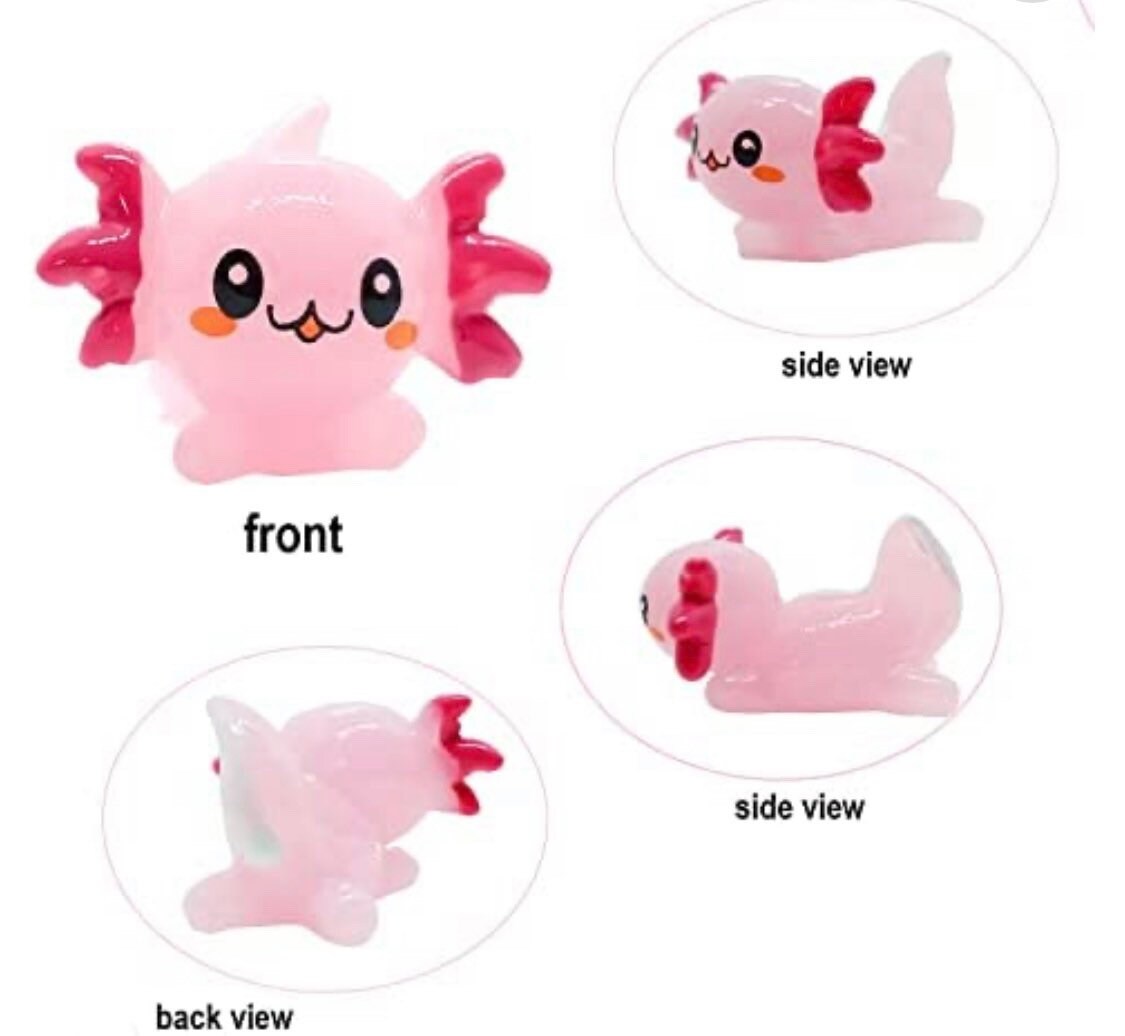 64pcs Mini Axolotl Figures, Glow in The Dark Resin Axolotl Tiny Animal