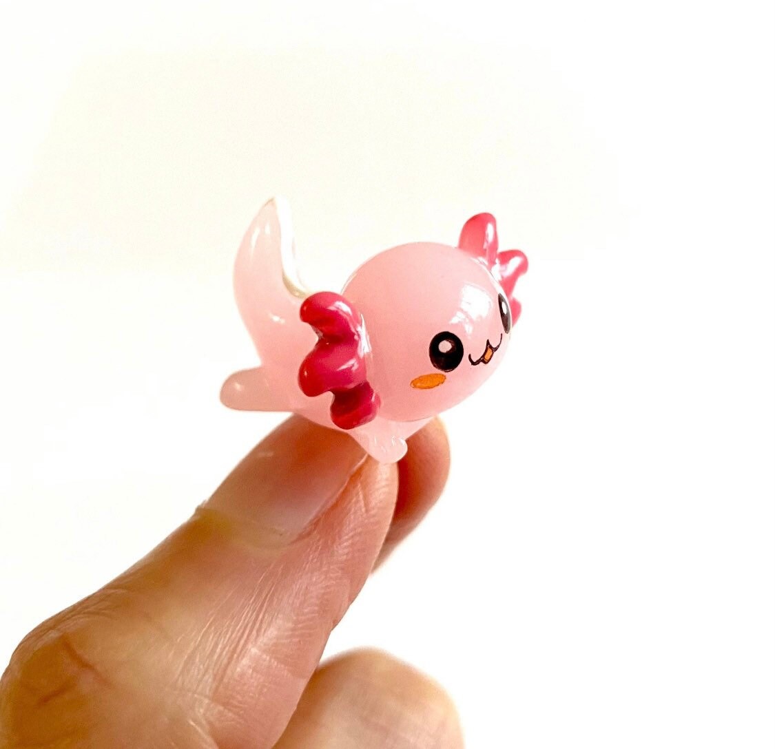 5pcs Pink Axolotl Miniatures Resin Cabochons for Slime or Decoden Mini  Fairy Garden Animals Slime Charms 