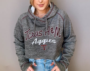 Texas A&M Rhinestone Crop Hoodie