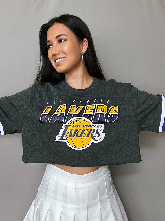 LA Lakers Rhinestone Crop Tee | Etsy