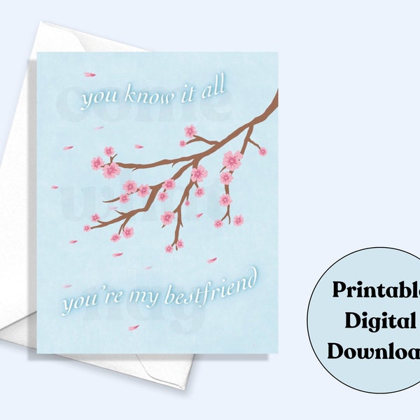 Printable BTS Spring Day Greeting Card, Birthday Card, Digital Valentine's Card, 4x5 Anniversary Card, Printable Envelope. Digital Download.