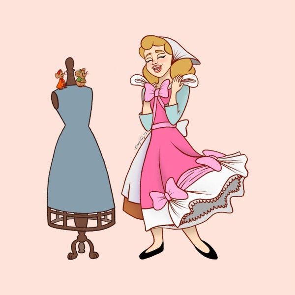 Cinderella Pink Bow Dress Art Print