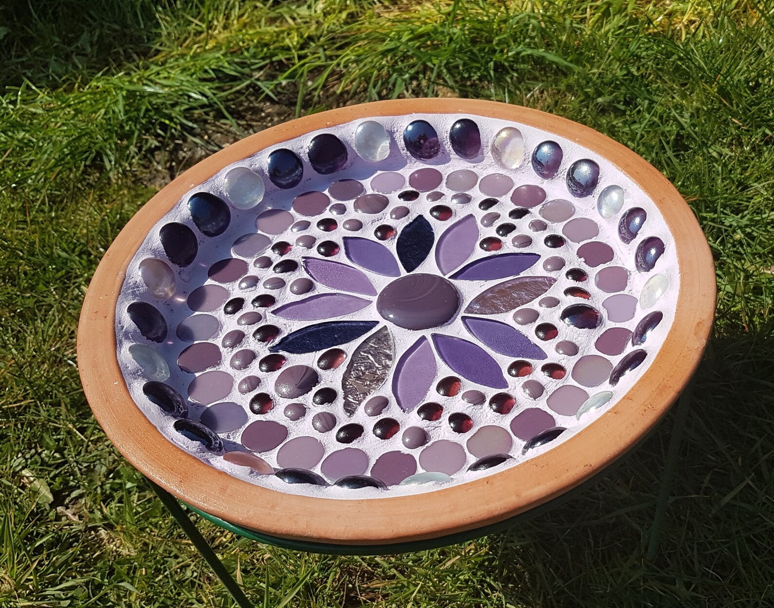 Mosaic Bird Bath Purple Handmade Bird Bath Gift for the Etsy