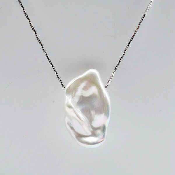 Cultured Pearl & Sterling Silver Baroque Pendant Necklace main image 1