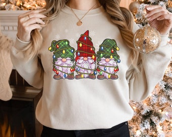 Three Gnomes Swearshirt Men Women Buffalo Plaid Red Christmas Sweatshirt