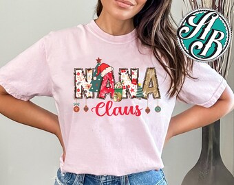 Nana Claus Christmas Family Matching Xmas Light Tree T-Shirt