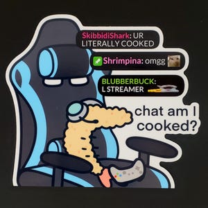 Streamer Shrimp Cooked LARGE Vinyl Sticker