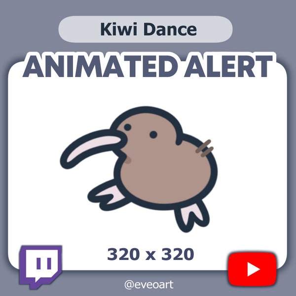 Animated Kiwi Alert - Dancing Kiwi Bird GIF for Twitch, Discord, Kick, YouTube - PNGtuber, Vtuber, Kawaii Emote for Stream