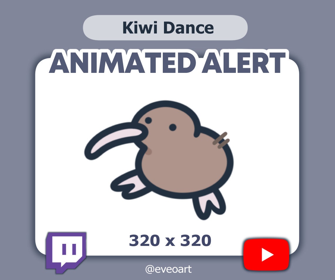 アニメーション化されたキウイアラート - Twitch、Discord、Kick
