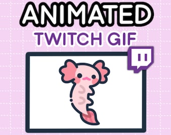 Animated Axolotl Alert - Pink Axolotl GIF for Twitch, Discord, Kick, YouTube - PNGtuber, Vtuber, Kawaii Emote for Stream
